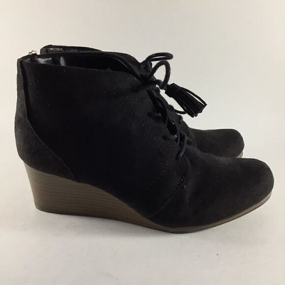 Dr Scholls Kennedy wedge heel ankle booties black size 7.5 M - Picture 1 of 8